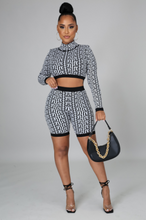 Load image into Gallery viewer, Black and White Long Sleeve Crop Top Ember (Two Piece Set)-Kasheer Royalty