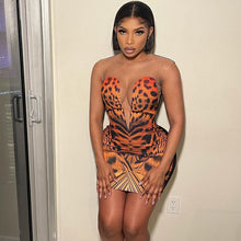 Load image into Gallery viewer, Multi Color Sheer Sleeve Low-Cut V Neck Safari (Mini Dress)-Kasheer Royalty