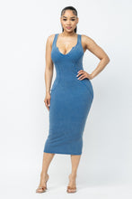 Load image into Gallery viewer, Azure Sculpt Acid Washed (Capri Blue Midi Dress)-Kasheer Royalty

