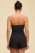Load image into Gallery viewer, Veda Black Strapless Pleated Bust Romper – Kasheer Royalty
