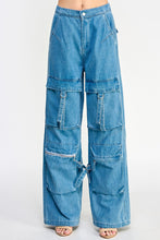 Load image into Gallery viewer, Denim Wide Leg Cargo Pant
