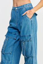 Load image into Gallery viewer, Denim Wide Leg Cargo Pant

