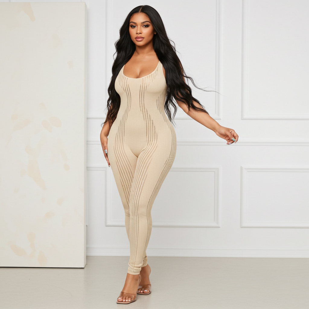 Dez Nude Pointelle (Jumpsuit)-Kasheer Royalty