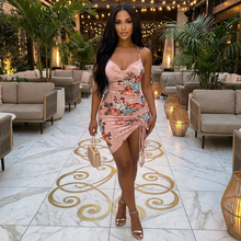 Load image into Gallery viewer, Pink Multi Color Floral Casual Strapless Ruched Hazel ( Mini Dress)-Kasheer Royalty
