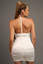 Load image into Gallery viewer, White Luxe Satin Chain Sweetheart (Mini Dress)-Kasheer Royalty
