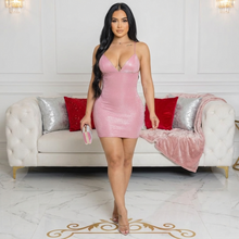 Load image into Gallery viewer, Pink Shimmer Spaghetti Strap Thais (Mini Dress)-Kasheer Royalty
