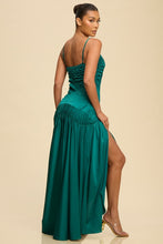 Load image into Gallery viewer, The Teal Green Tide Ruched Satin Gown-Kasheer Royalty
