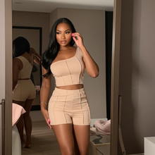 Load image into Gallery viewer, Beige One Shoulder Nyx Casual Summer (Two Piece set)
