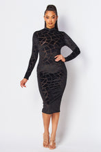 Load image into Gallery viewer, Imani Velvet Burnout Long Sleeve Bodycon Dress-Kasheer Royalty
