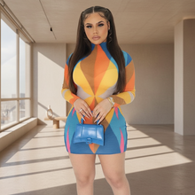 Load image into Gallery viewer, Multi Color Ribbed Long Sleeve Khloe (Mini Dress)-Kasheer Royalty
