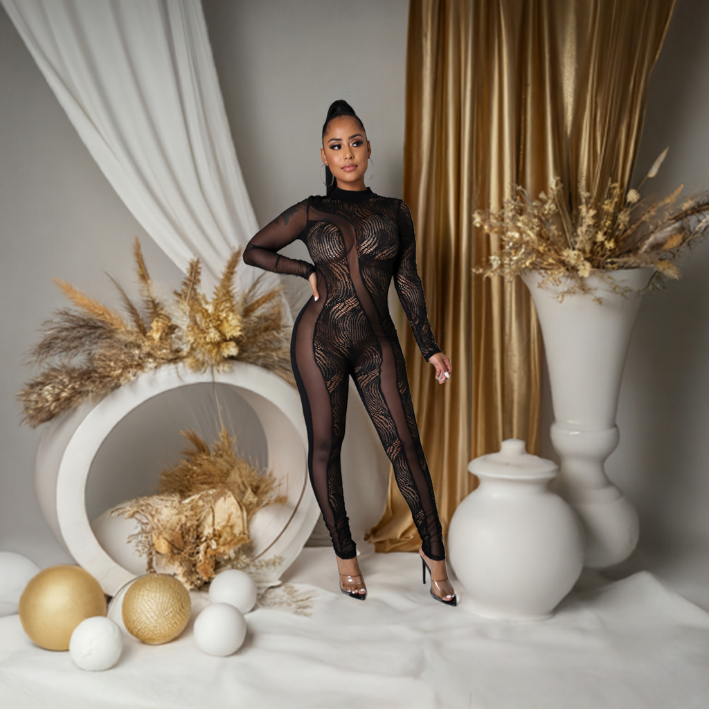 Mesh Standing Tall (Long Sleeve Jumpsuit)-Kasheer Royalty
