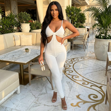 Load image into Gallery viewer, White Hollow Out Ribbed Lanae (Jumpsuit)-Kasheer Royalty
