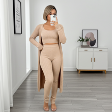 Load image into Gallery viewer, Tan Desiree Lounge Wear (Three Piece Set)-Kasheer Royalty
