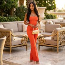 Load image into Gallery viewer, Orange Elegant Split Hem Tube Top Aris (Two Piece Summer Vacation Set)-Kasheer Royalty
