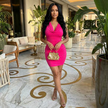 Load image into Gallery viewer, Nour X-back Drape Neck (Mini Dress)-Kasheer Royalty
