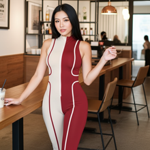 Load image into Gallery viewer, Beige and Red Sleeveless Sage (Jumpsuit)-Kasheer Royalty
