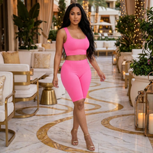 Load image into Gallery viewer, Pink Casual Lounge Wear Zola (Two Piece Summer Set)-Kasheer Royalty
