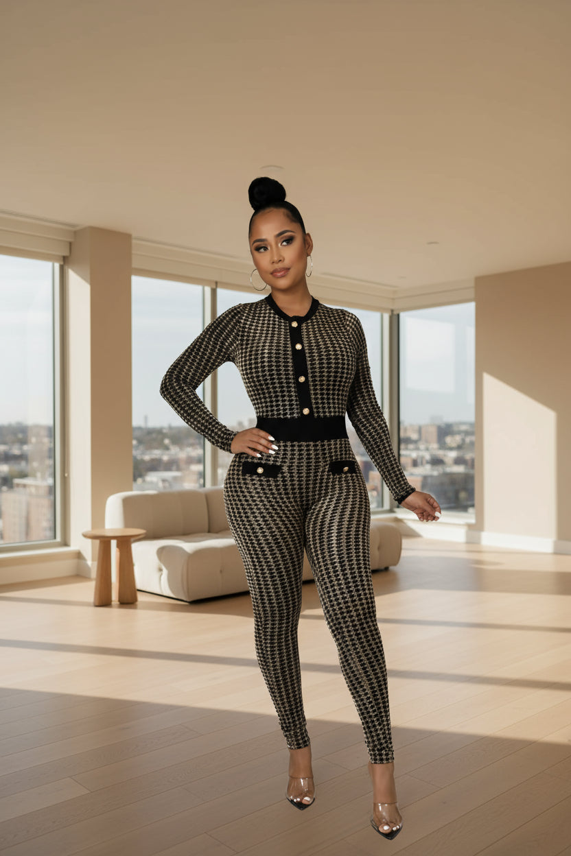 Elegant Black and Gold Aruba (Long Sleeve Jumpsuit)-Kasheer Royalty